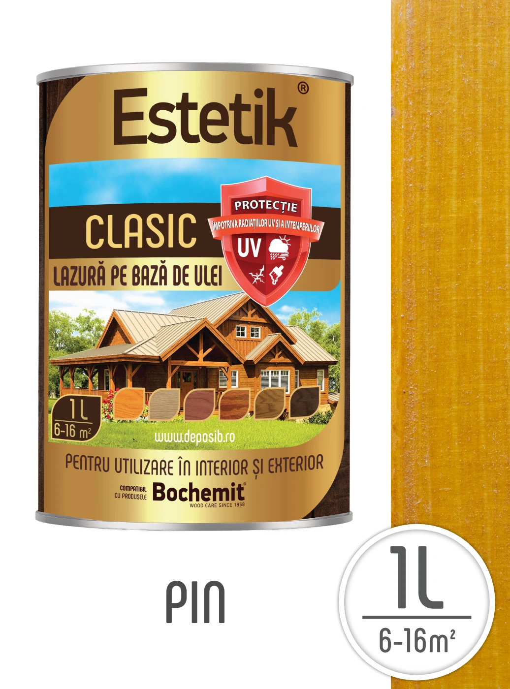 Produse - Lazura lemn exterior Estetik 1L Pin – protectie UV si umiditate