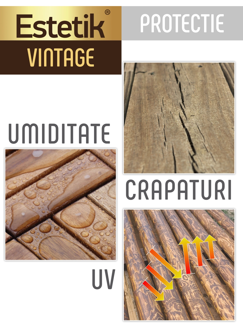 Lazura lemn exterior și interior Estetik Vintage Gri 2.5L – efect antichizat, protecție UV [2]