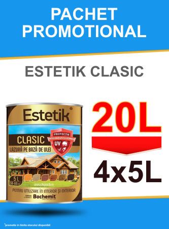 Estetik CLASIC - Pachet Promo Lazura Estetik Clasic 4x5L=20L, 120-320 mp