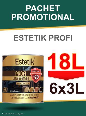 Estetik PROFI - Pachet Promo Lazura Estetik Profi 6x3L=18L, 108-252 mp