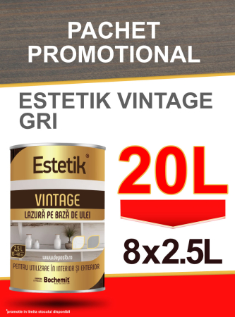 Estetik VINTAGE - PACHET PROMO Lazura lemn ESTETIK VINTAGE GRI, 8x2.5L