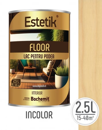 Estetik FLOOR - Lac lemn incolor Estetik Floor 2.5L – finisaj mat pentru interior, rezistent la uzură