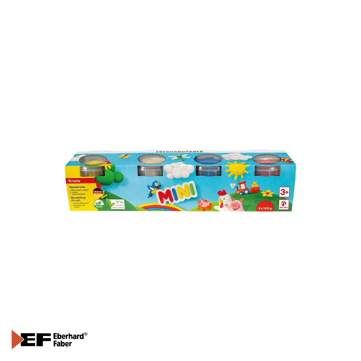 Plastilina si materiale de modelaj - Set plastilina modelaj Eberhard Faber, 4 culori de baza, 140g/culoare, pentru copii