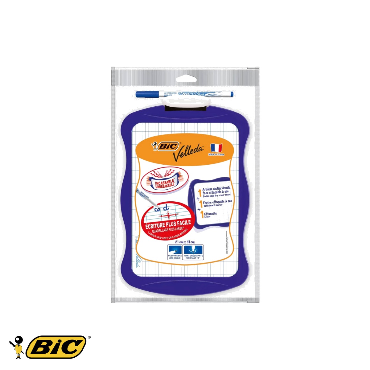 Table albe - Tablita alba cu 2 fete Bic, rama colorata in valuri, pentru copii peste 3 ani