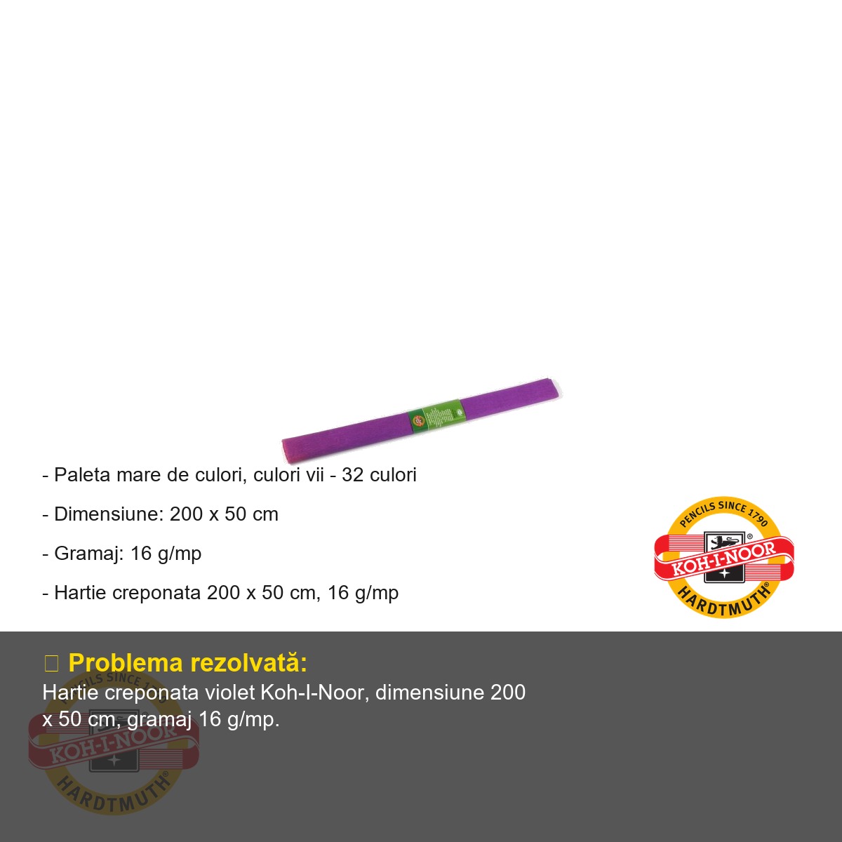 Hartie creponata violet Koh-I-Noor, 200 x 50 cm, pentru decoratiuni si activitati craft [1]