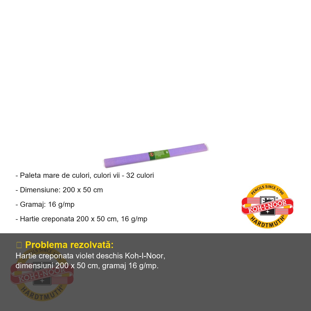 Hartie creponata violet deschis Koh-I-Noor, 200 x 50 cm, pentru decoratiuni si activitati craft [1]