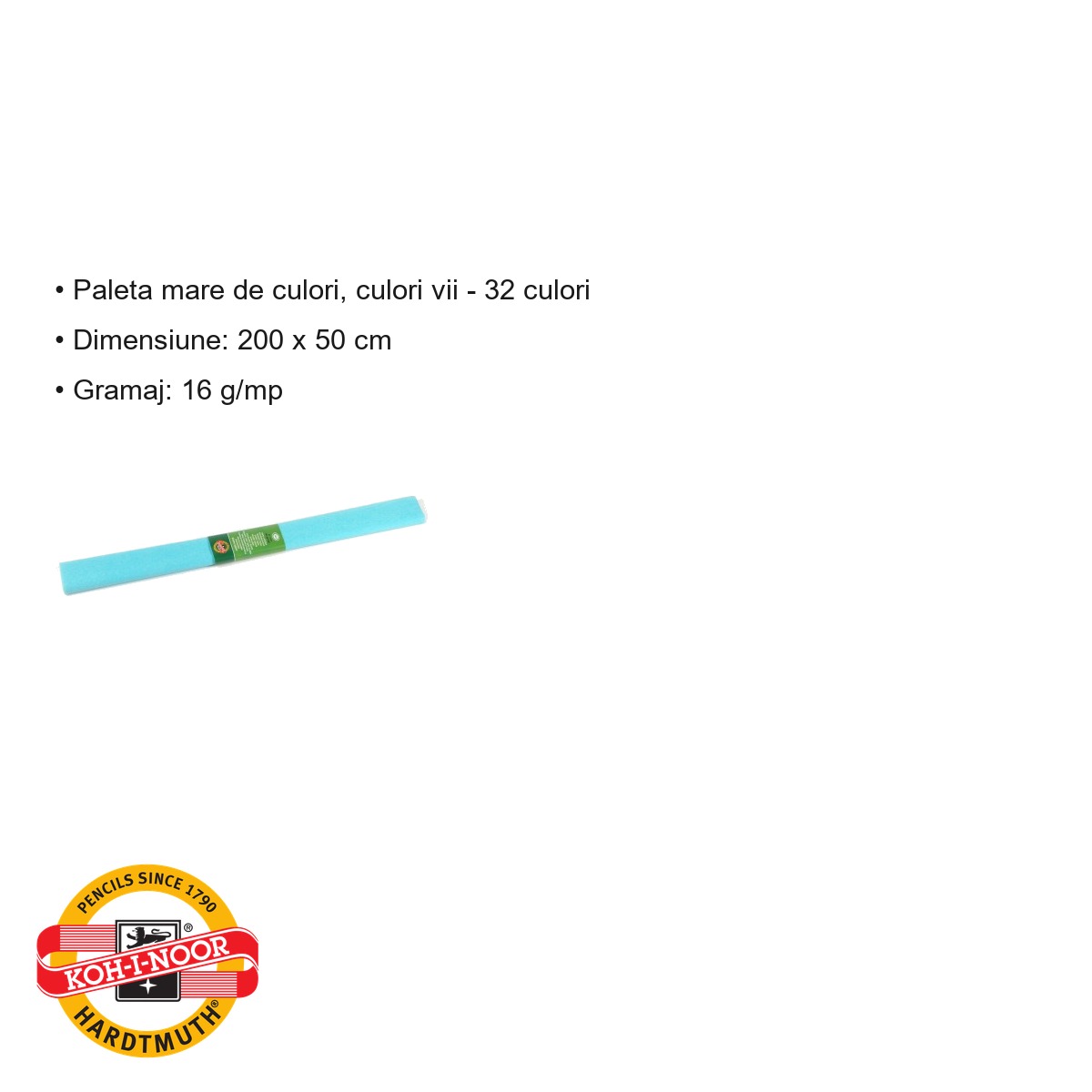 Hartie creponata Koh-I-Noor, bleu ciel, 200 x 50 cm, pentru decoratiuni si activitati craft [2]