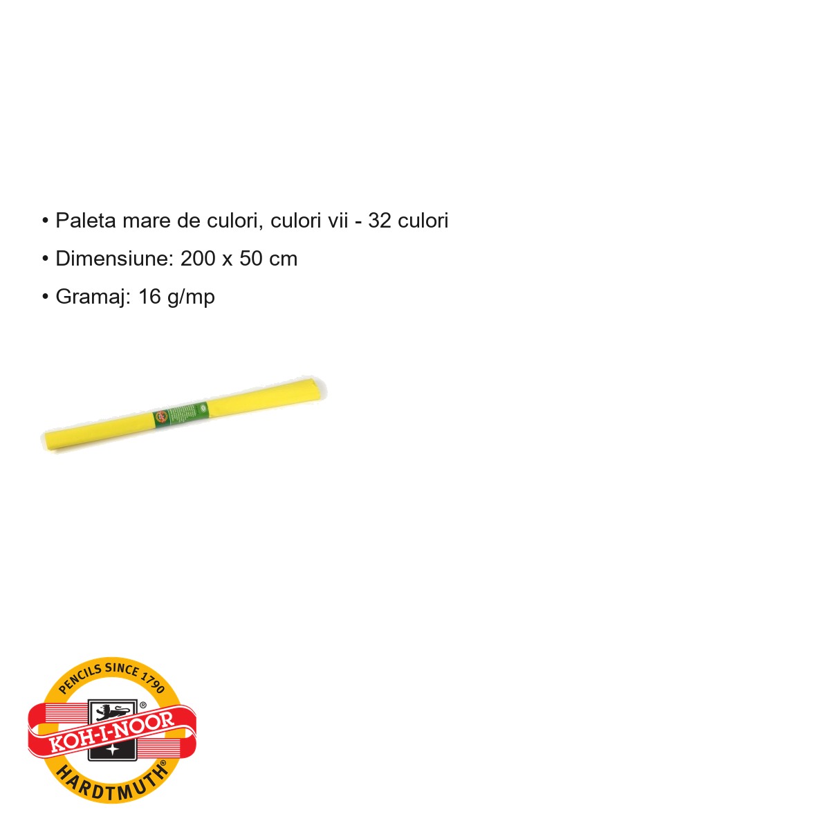 Hartie creponata Koh-I-Noor, galben, 200 x 50 cm, pentru decoratiuni si activitati craft [2]