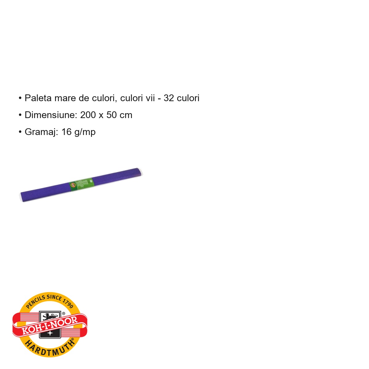 Hartie creponata mov Koh-I-Noor, 200 x 50 cm, pentru decoratiuni si activitati craft [2]