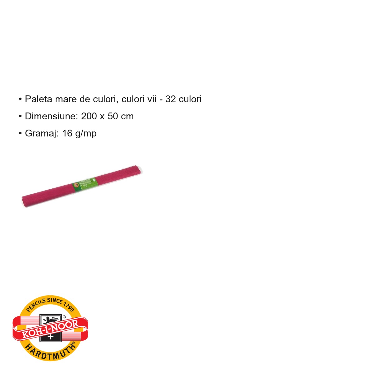 Hartie creponata Koh-I-Noor rosu carmin, 200 x 50 cm, pentru decoratiuni si activitati craft [2]