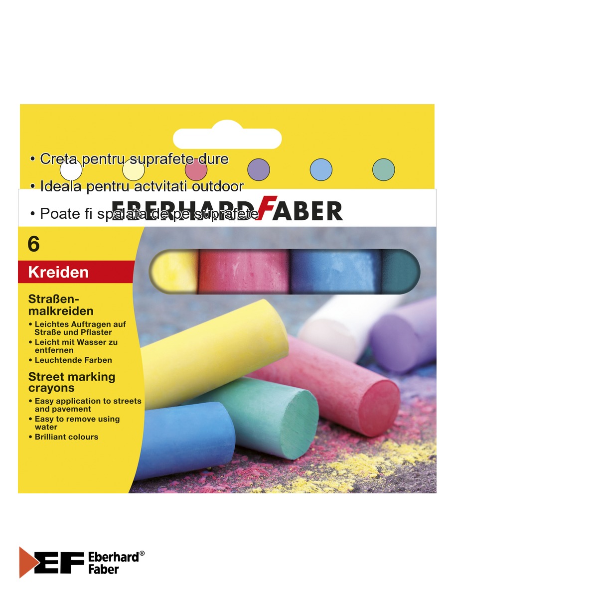 Set 6 crete colorate Eberhard Faber pentru asfalt, lavabile, activitati outdoor [2]