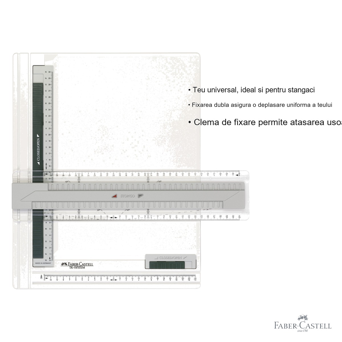Planseta de proiectare A4 Faber-Castell TK-System, cu teu universal si sistem Stop/Go, pentru desen tehnic [2]