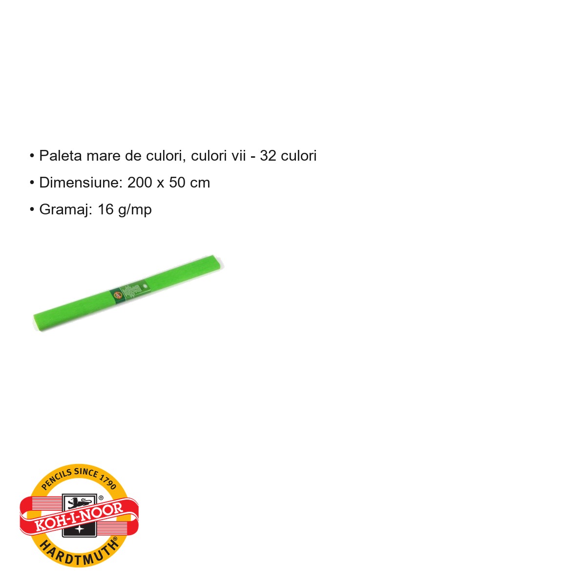 Hartie creponata verde deschis Koh-I-Noor, 200 x 50 cm, pentru decoratiuni si activitati craft [2]