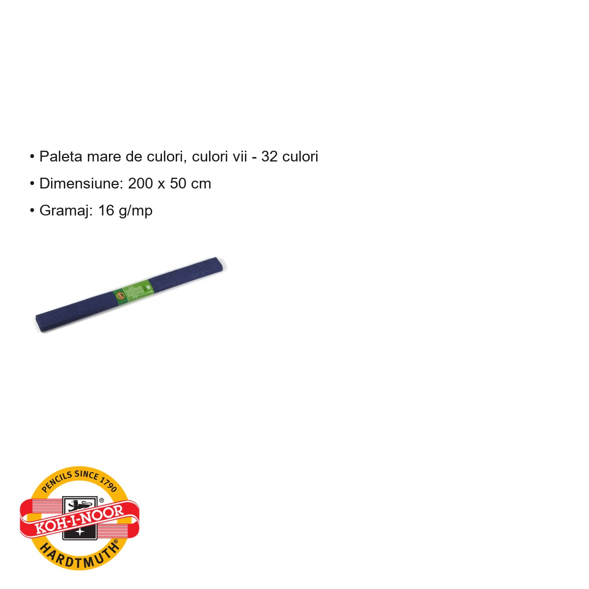 Hartie creponata Koh-I-Noor albastru prusian, 200 x 50 cm, pentru decoratiuni si activitati craft [2]