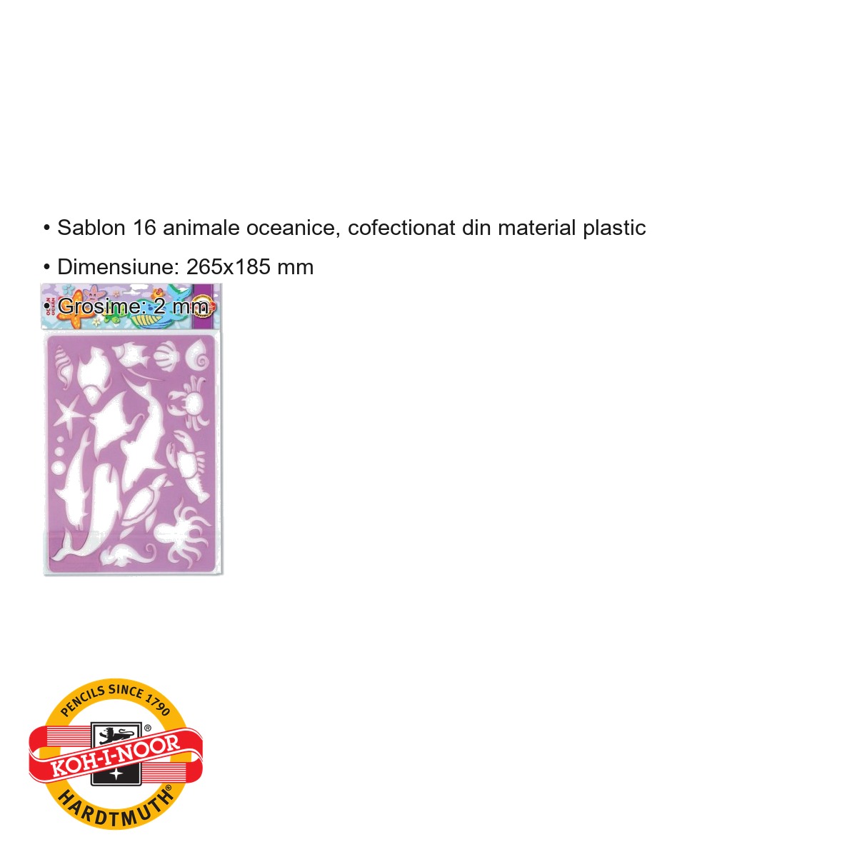 Sablon animale ocean Koh-I-Noor, 16 forme marine, pentru desen si activitati scolare [2]