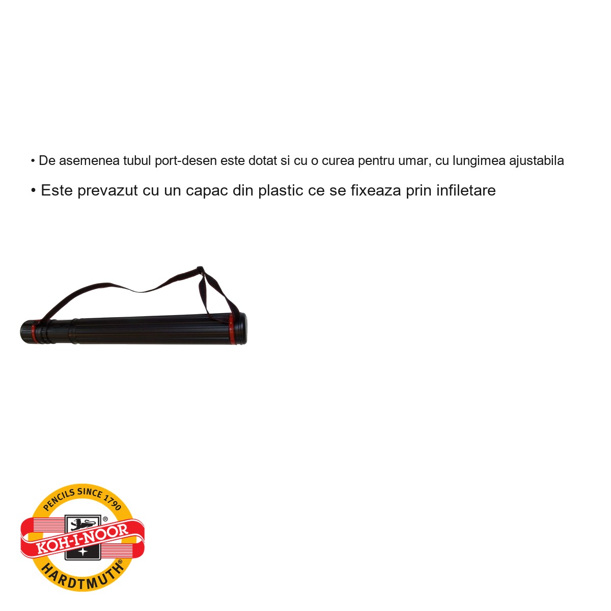 Tub port-desen din plastic Koh-I-Noor, 135 cm, cu capac filetat si curea ajustabila pentru umar, transport proiecte si postere [2]