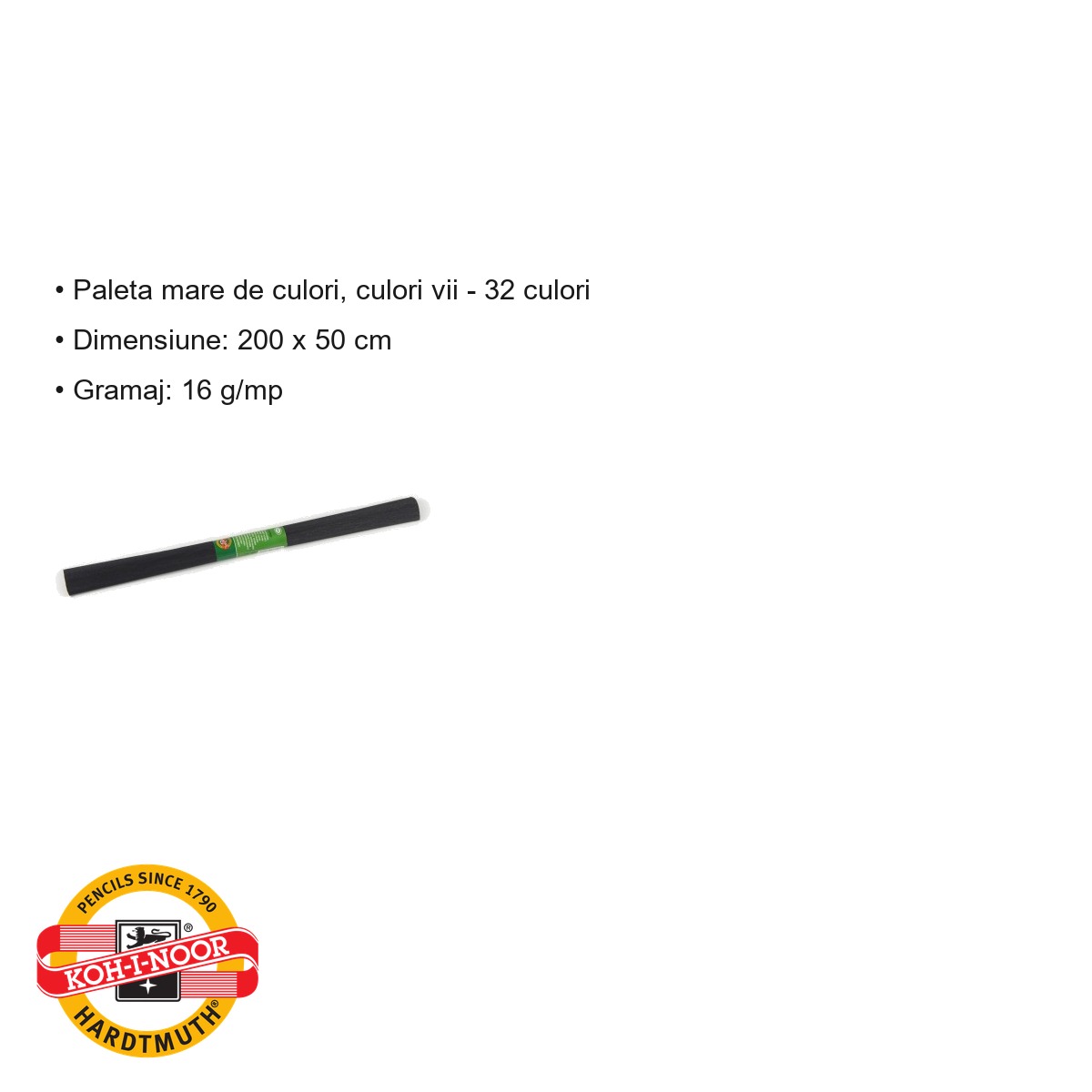 Hartie creponata neagra Koh-I-Noor, 200 x 50 cm, pentru decoratiuni si activitati craft [2]