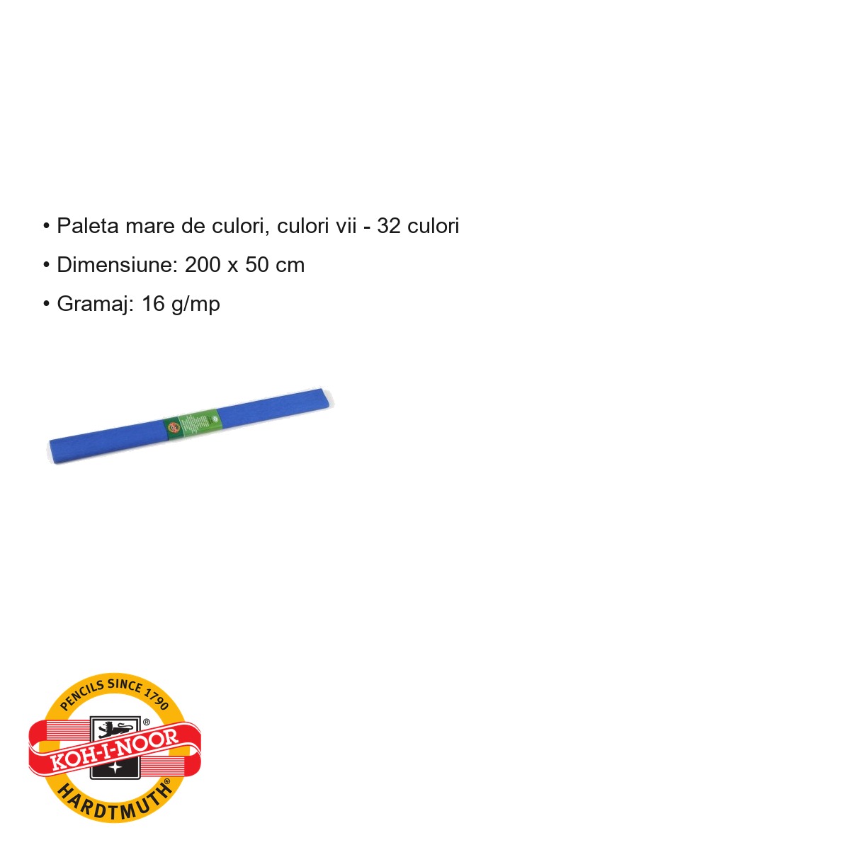 Hartie creponata bleumarin Koh-I-Noor, 200 x 50 cm, pentru decoratiuni si activitati craft [2]