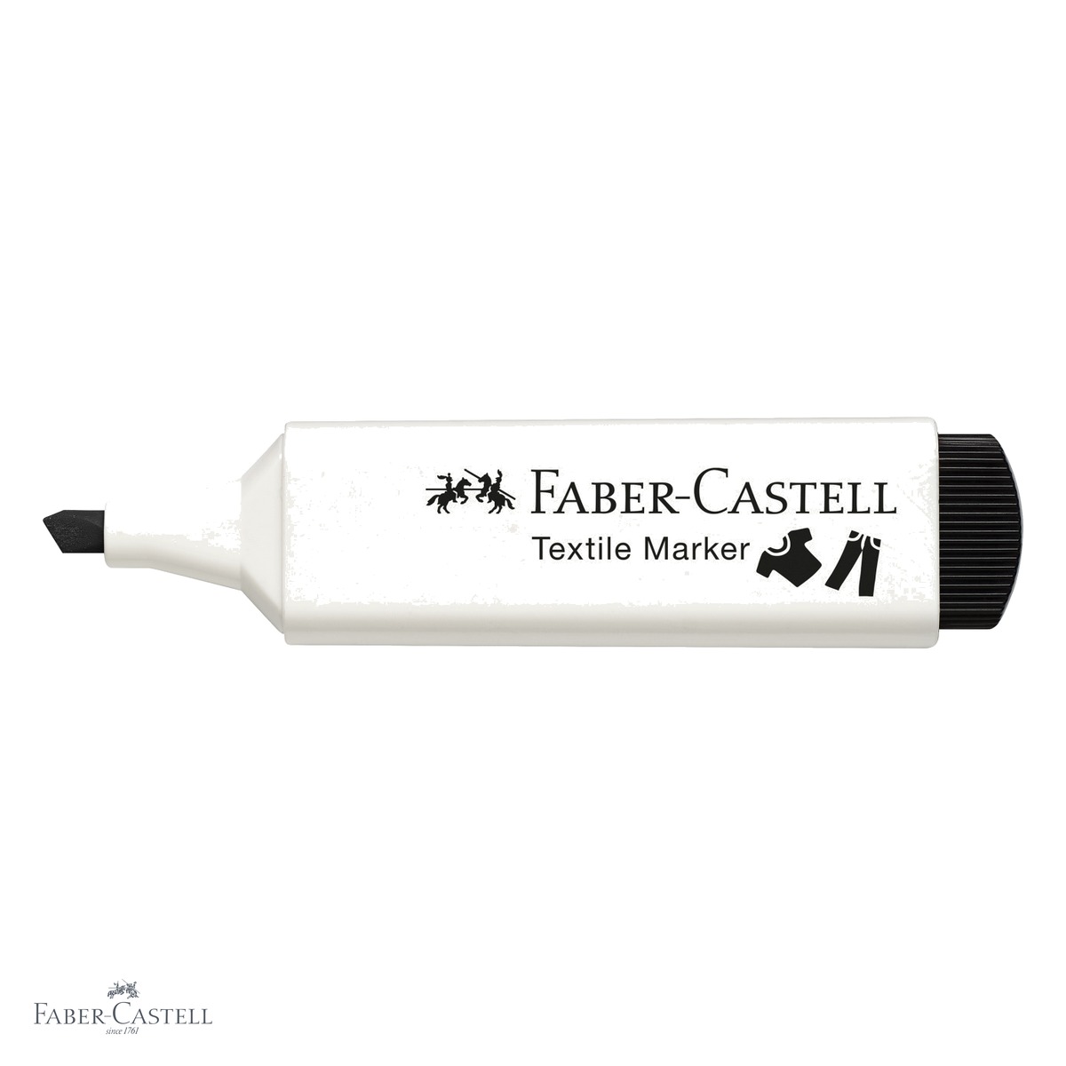 Marker textil negru Faber-Castell, varf tesit 3 grosimi, pentru personalizare textile [3]