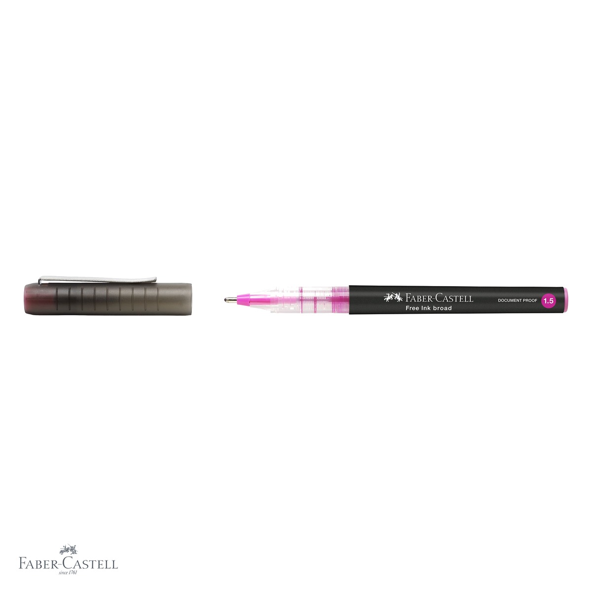 Roller Faber-Castell Free Ink roz, varf conic 1.5mm, scriere fluida tip B, pentru birou si scoala [3]