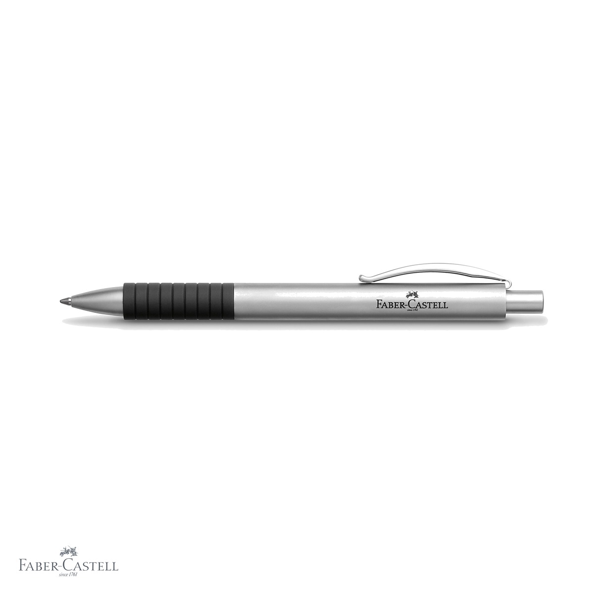 Pix metalic mat Faber-Castell Basic Metal, corp argintiu, grip ergonomic, mina neagra B [3]