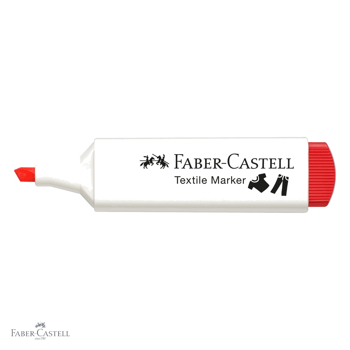 Marker textil rosu Faber-Castell, varf tesit 3 grosimi, pentru personalizare tesaturi [3]