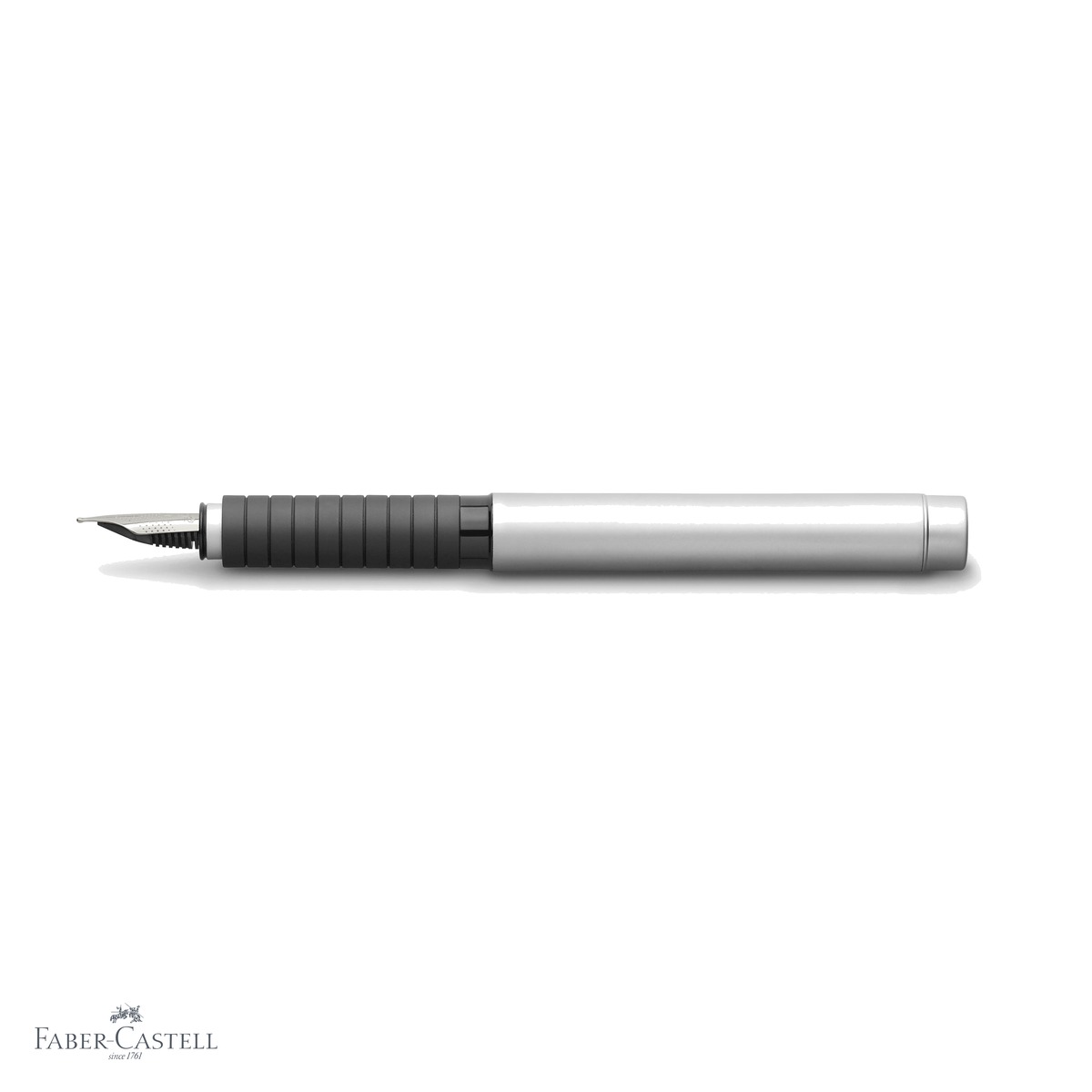 Stilou Faber-Castell Basic Metal mat, penita otel inoxidabil F, corp metalic cromat, pentru scriere de zi cu zi [3]