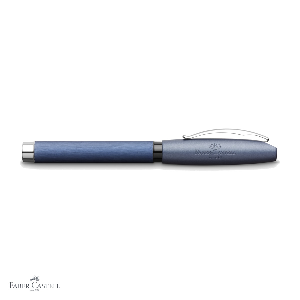 Stilou Faber-Castell Essentio Aluminium, penita otel inoxidabil M, design clasic modern, albastru [3]