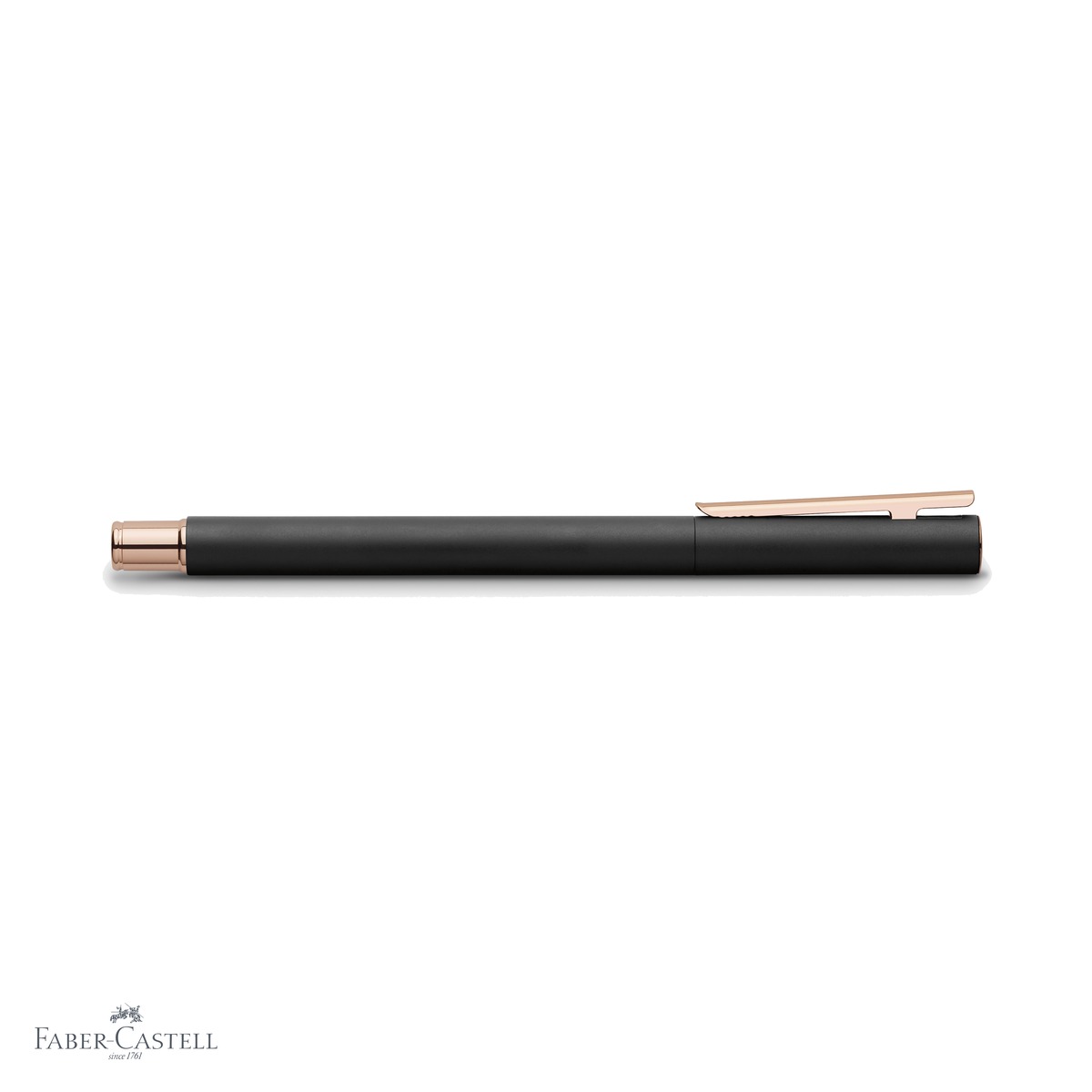 Roller premium Faber-Castell Neo Slim Metal, corp negru mat cu accente rose gold, pentru scriere eleganta [3]