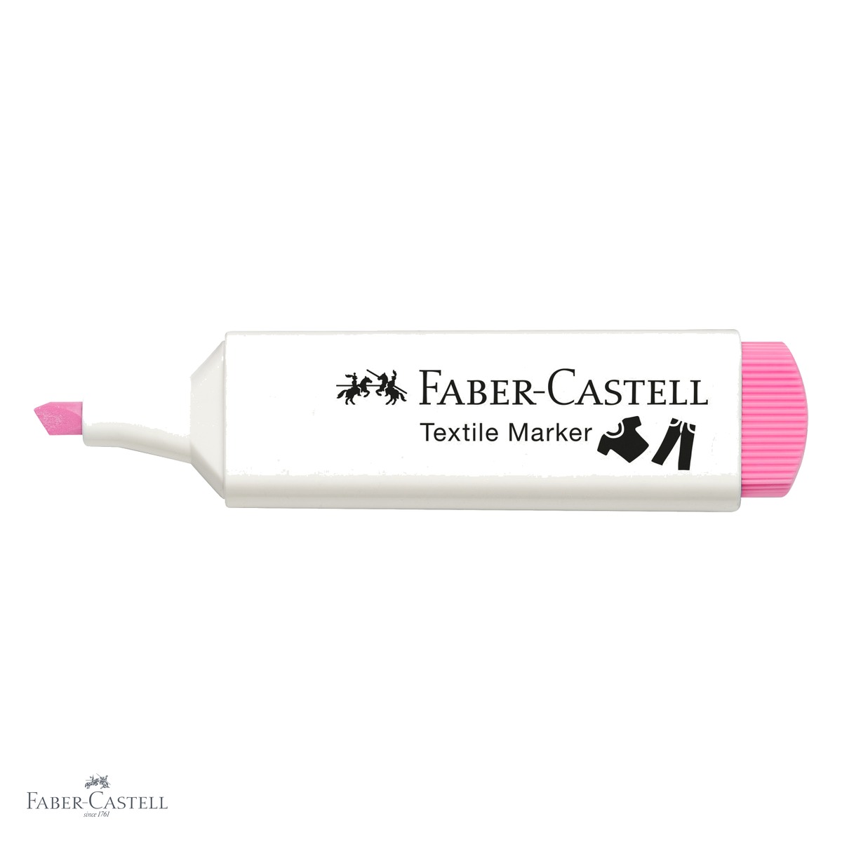Marker textil roz Faber-Castell, varf tesit 3 grosimi, pentru decorat tesaturi [3]