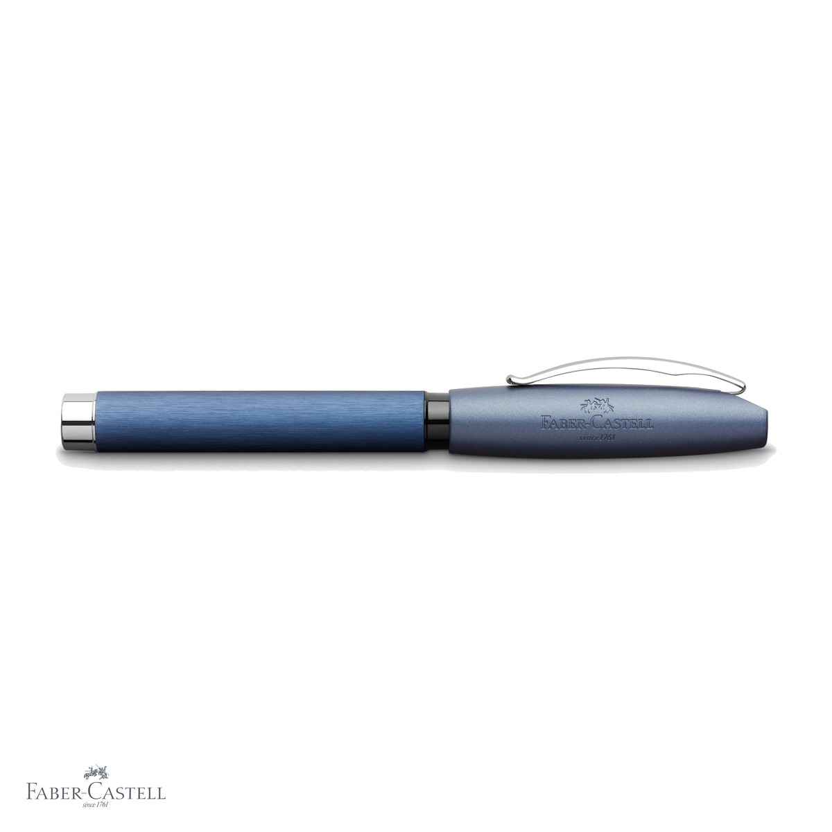 Stilou Faber-Castell Essentio Aluminium, penita otel inoxidabil EF, design clasic modern, albastru [3]