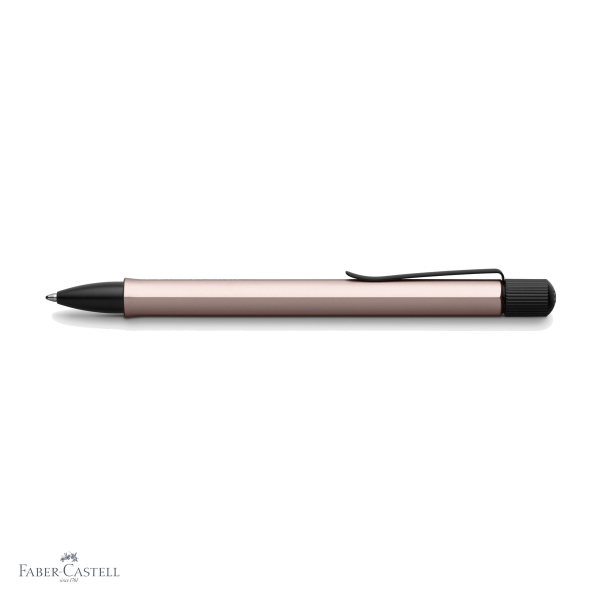 Pix premium Faber-Castell Hexo, corp hexagonal din aluminiu rose, mecanism rotativ, mina neagra B [3]