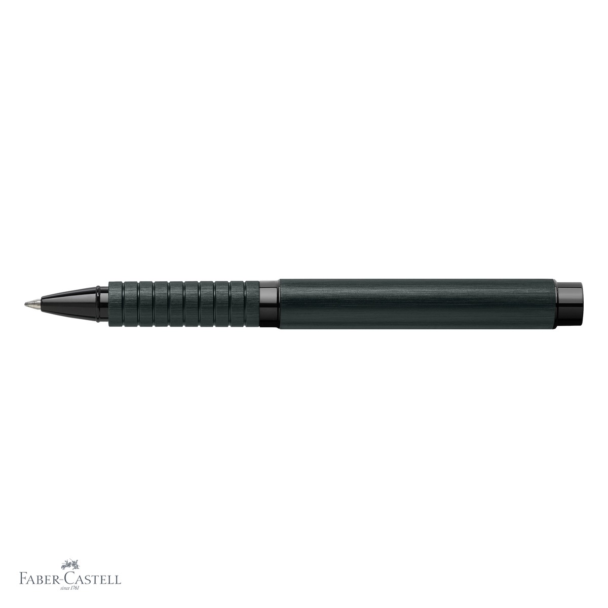 Roller premium Faber-Castell Essentio Aluminium negru, corp metalic, cerneala neagra cu uscare rapida [3]