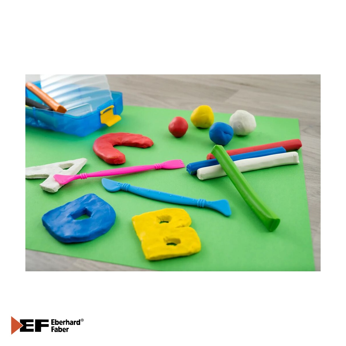 Set plastilina Eberhard Faber, 14 batoane in 7 culori cu 2 instrumente de modelaj, cutie plastic, pentru copii [3]