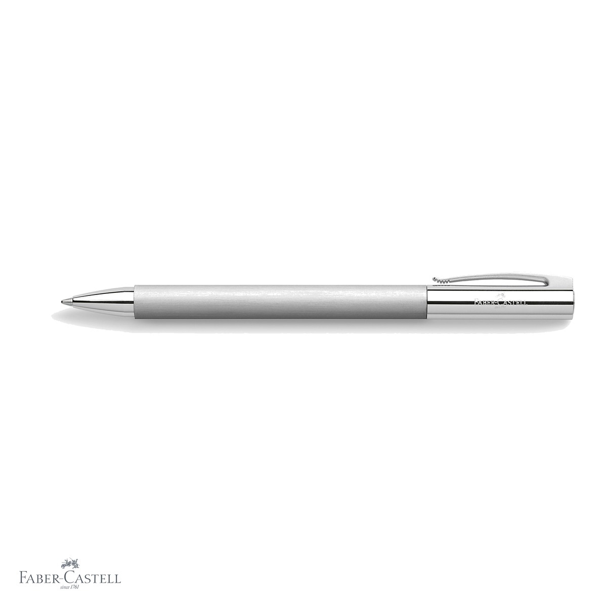 Pix cu mecanism rotativ Faber-Castell Ambition Metal, corp otel inoxidabil mat, rezerva neagra M, pentru birou si uz profesional [3]