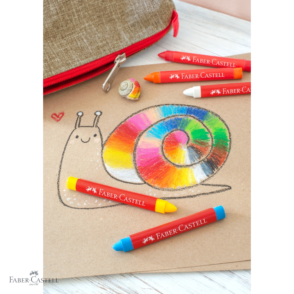 Set 12 creioane cerate triunghiulare Faber-Castell, forma ergonomica, rezistente la apa, pentru copii [3]