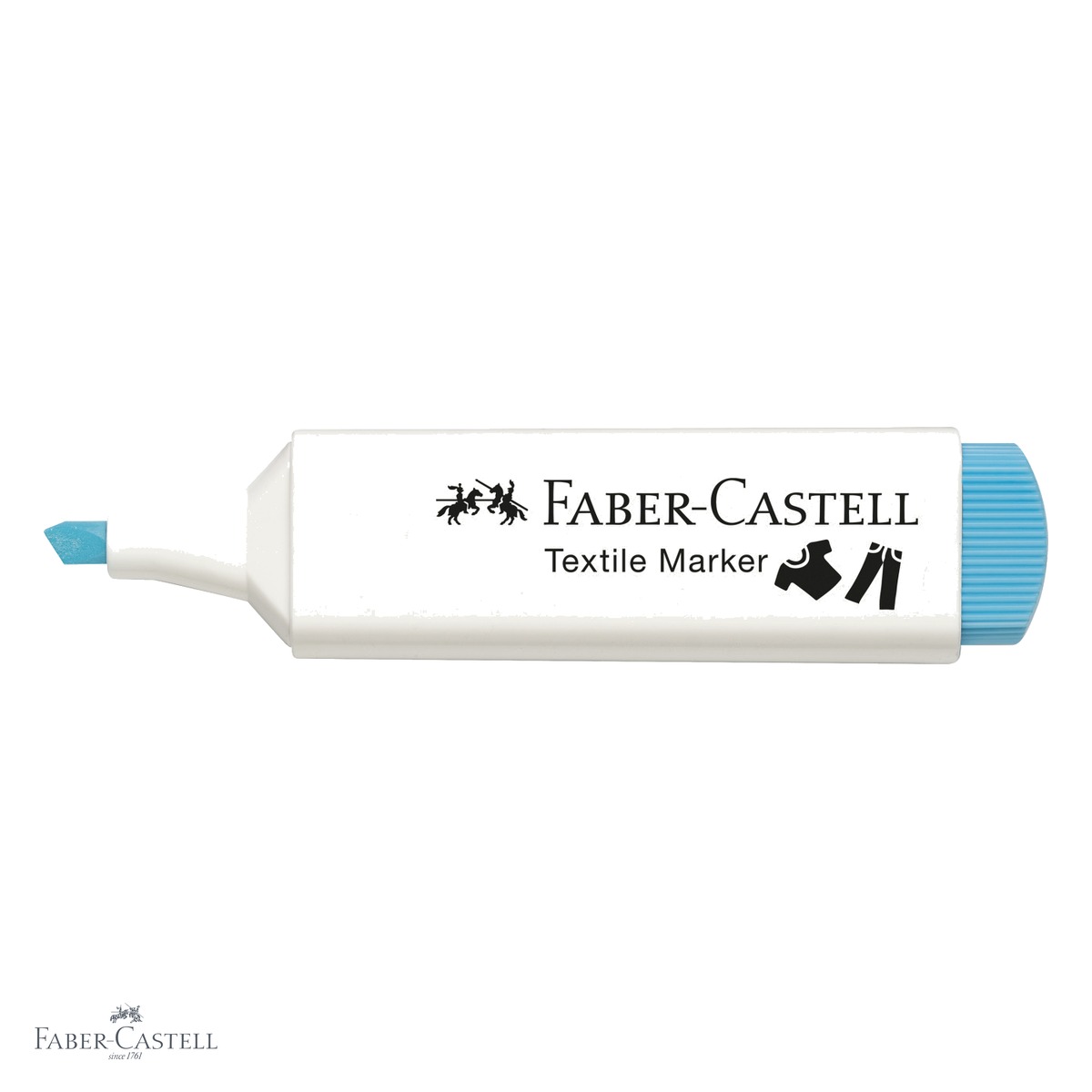 Marker textil albastru Faber-Castell, varf tesit 3 grosimi, pentru personalizare textile [3]