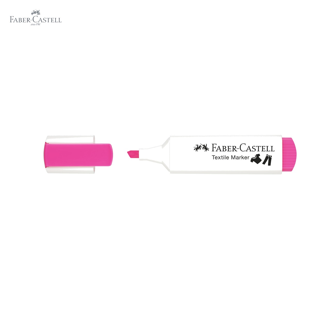 Marker textil Faber-Castell, culoare roz neon, varf tripl, pentru personalizare textile [4]