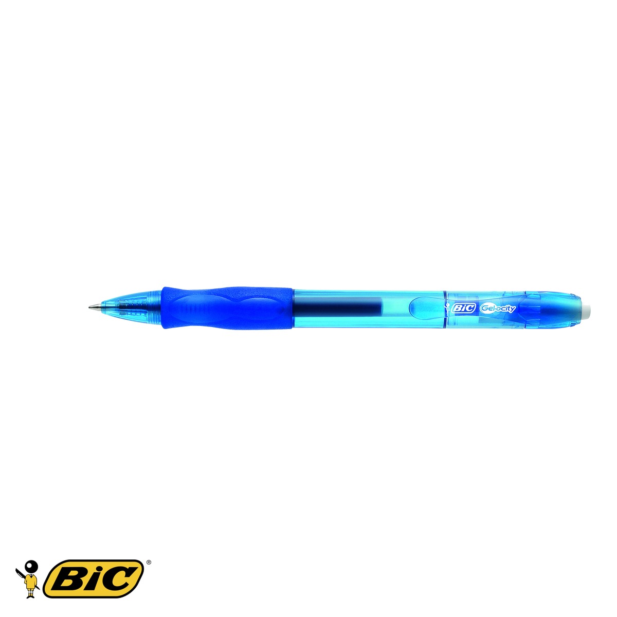 Roller gel retractabil Bic Velocity Clic, cerneala albastra, corp translucid cu grip, pentru birou si scoala [4]