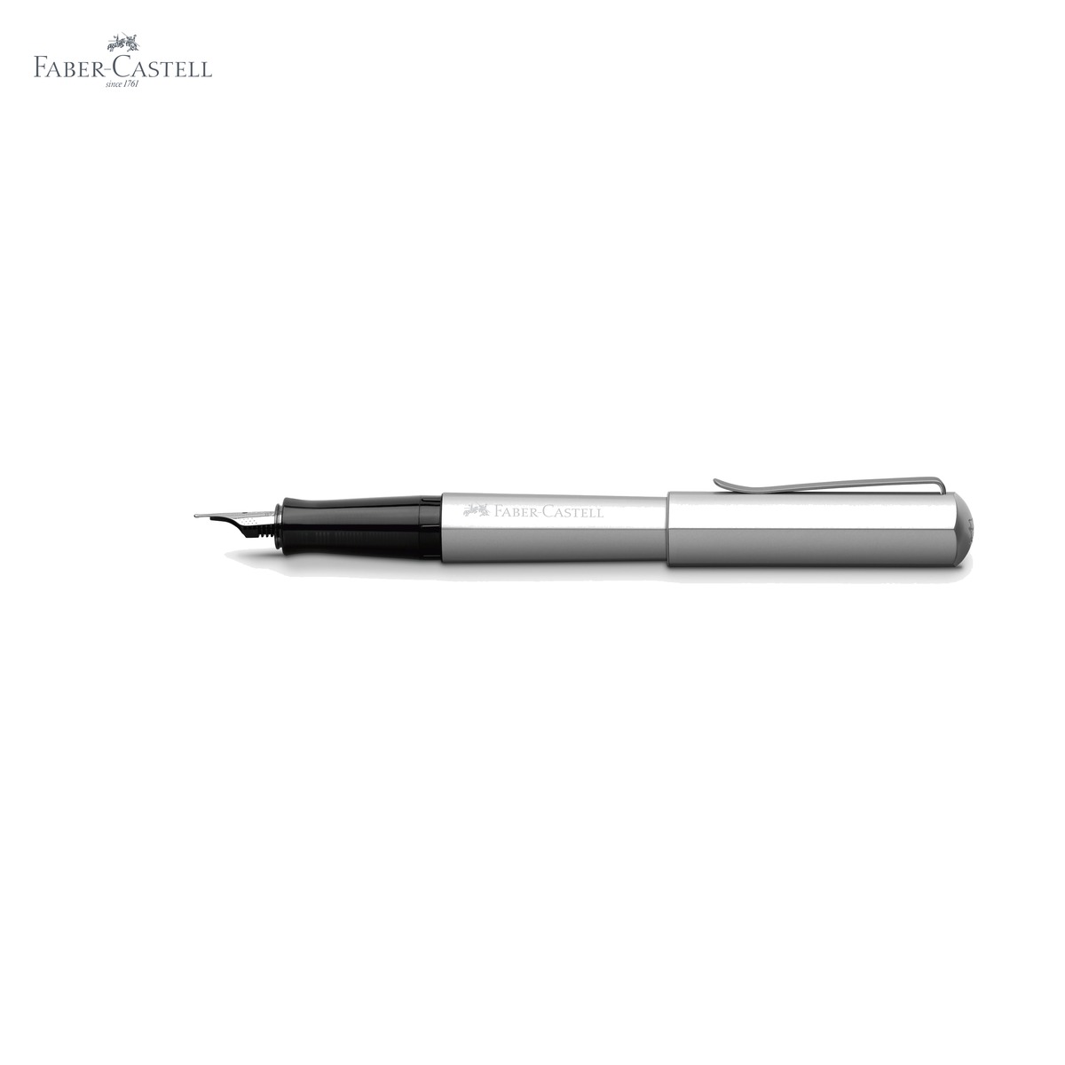Stilou Faber-Castell Hexo, corp hexagonal din aluminiu argintiu, penita otel inoxidabil, pentru scriere confortabila [4]