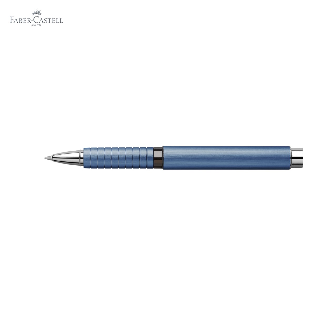 Roller premium Faber-Castell Essentio Aluminium, corp albastru cu accesorii cromate, pentru scriere fluenta la birou [4]