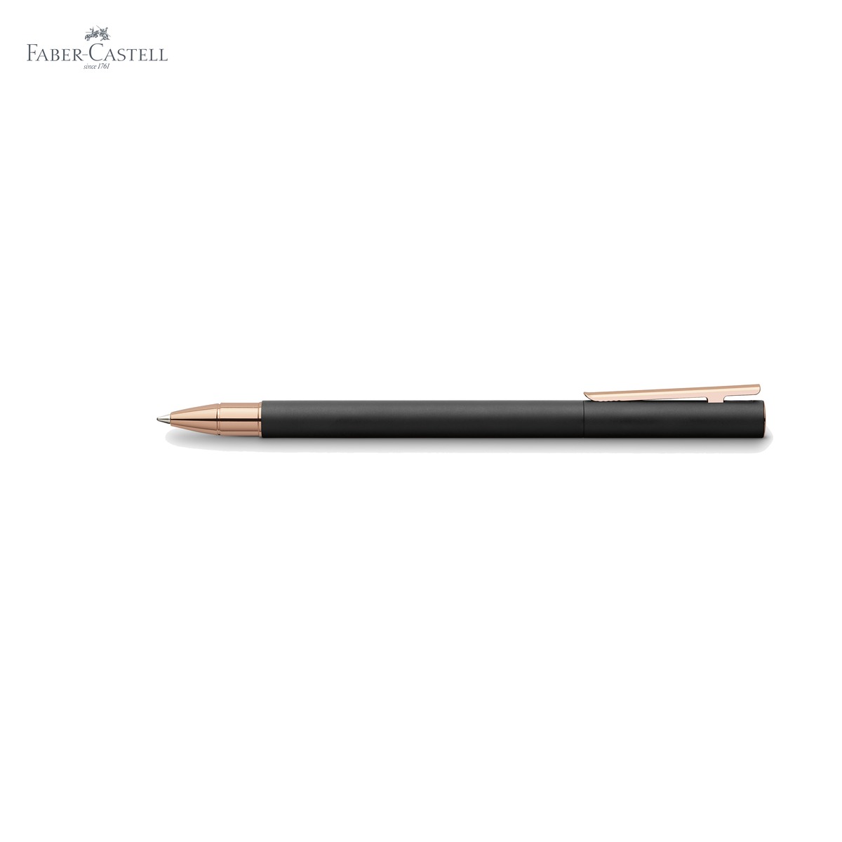 Roller premium Faber-Castell Neo Slim Metal, corp negru mat cu accente rose gold, pentru scriere eleganta [4]