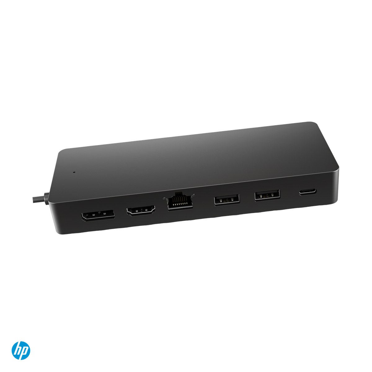 Docking - Hub USB-C HP Universal USB-C Multiport Hub, 7 porturi, HDMI 2.0, DisplayPort 1.2, RJ-45 Gigabit, USB-C pass-through pana la 65 W, cablu integrat 30 cm, negru, 50H55UT