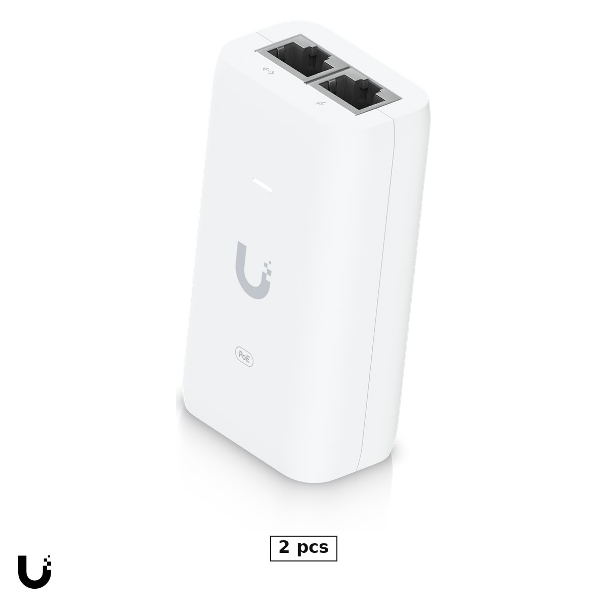 Accesorii retea - Set 2 x injector PoE Ubiquiti UniFi PoE Adapter, 15 W, port Gigabit, iesire 48 V DC, protectie la supratensiune, cablu de alimentare inclus, U-POE-AF