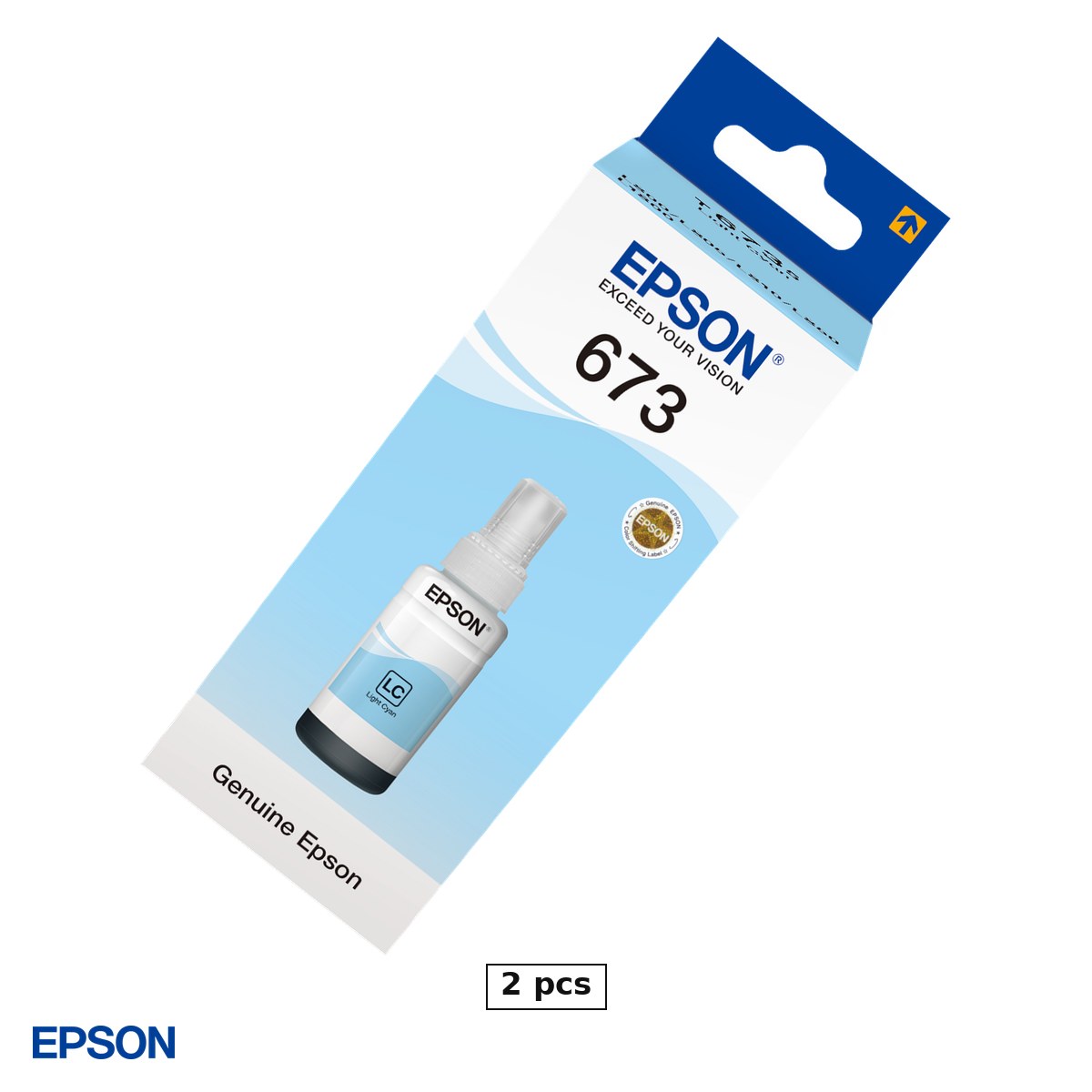 Cartuse inkjet - Set 2 x sticla de cerneala Epson T6735 EcoTank, 70 ml, cerneala dye, set foto de 6 culori, pentru L800, L805, L810, L850 si L1800, cyan deschis (Light Cyan), C13T67354A