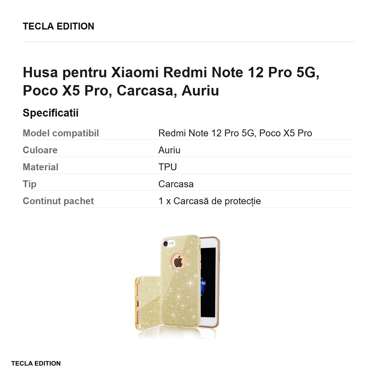Husa Glitter 3in1 Speed pentru Xiaomi Redmi Note 12 Pro 5G, Poco X5 Pro, Carcasa, Auriu [2]