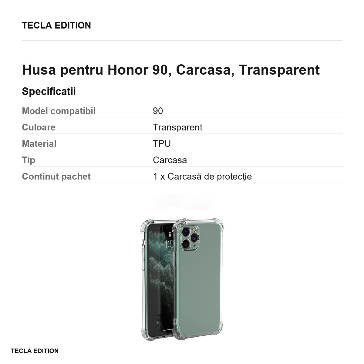 Husa Anti Shock 1,5 mm pentru Honor 90, Carcasa, Transparent [2]