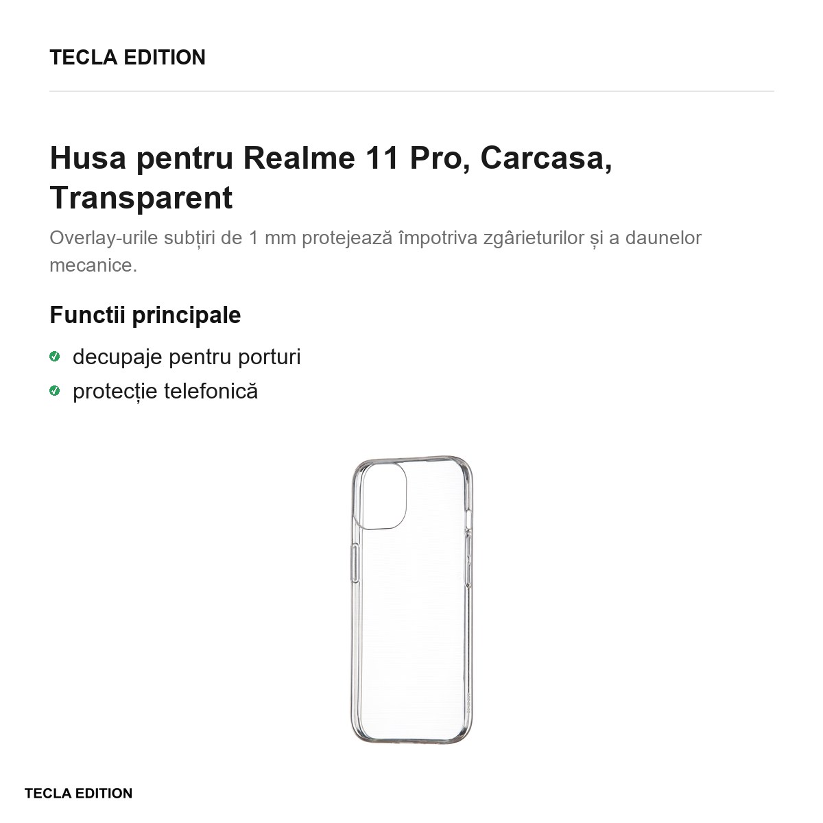 Husa Slim 1 mm pentru Realme 11 Pro, Carcasa, Transparent [1]