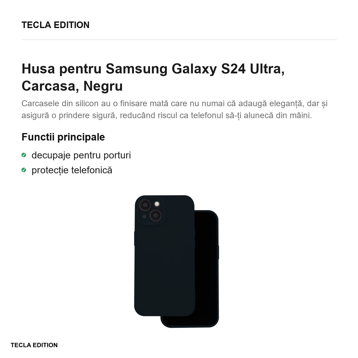 Husa Silicon pentru Samsung Galaxy S24 Ultra, Carcasa, Negru [1]