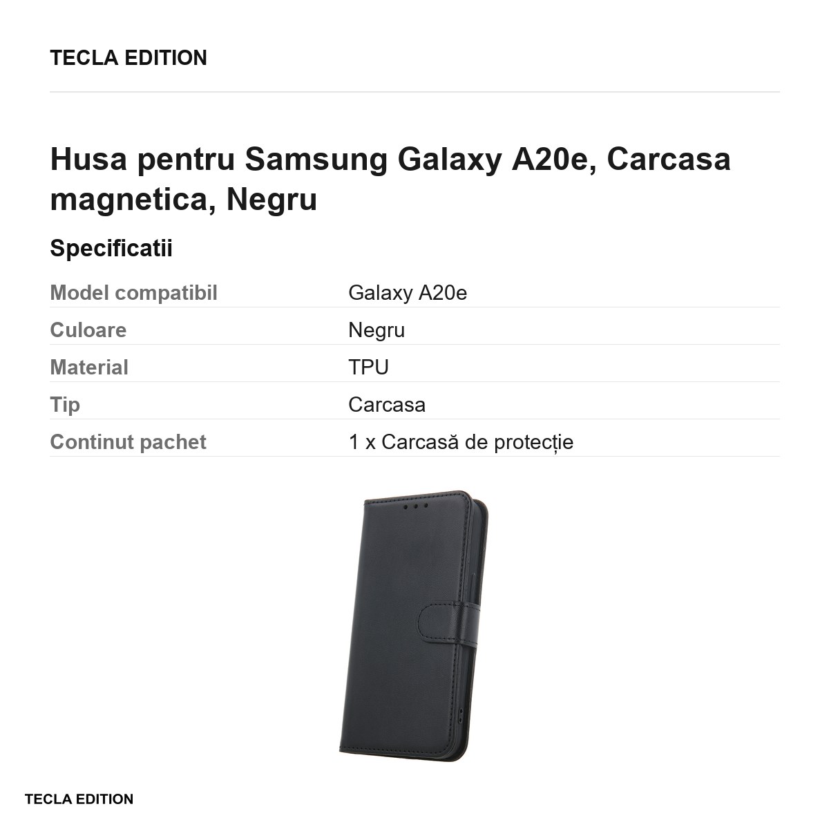 Husa Smart Classic Sm- pentru Samsung Galaxy A20e, tip carte cu inchidere magnetica, Negru [2]